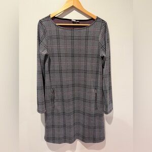 GAP Plaid Long Sleeve Shift Dress with Zippers - Small Tall